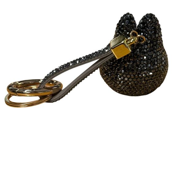 Labubu Sparkle Pave Keychain Charm Black Crystal Bag Accessory Cute - Picture 6 of 6